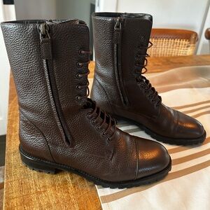 Brown Manolo Blahnik Lugata Combat Boot Size 37.5